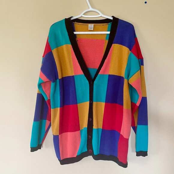 Vintage 1980s Colourful Cardigan - Picture 1 of 3